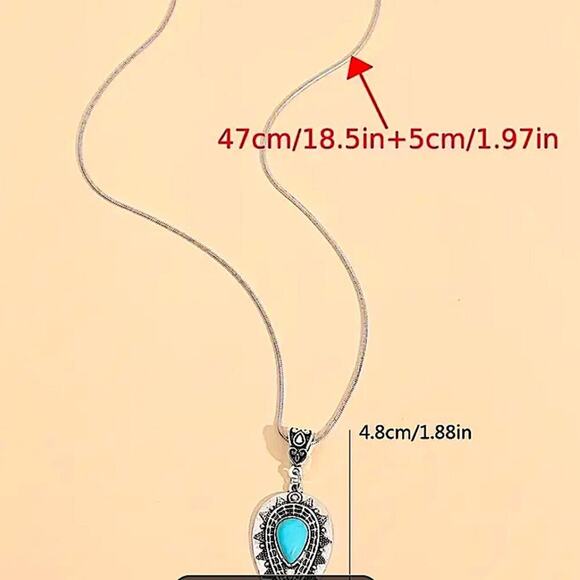 Sterling Silver Turquoise Pendant Necklace - Picture 5 of 5